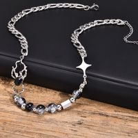Hip-Hop Punk Geometric 201 Stainless Steel Glass Beaded Men's Necklace main image 3