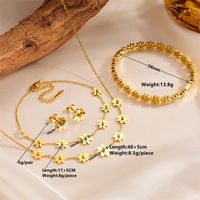 Titan Stahl 18 Karat Vergoldet Süss Einfacher Stil Gänseblümchen Armbänder Ohrringe Halskette main image 3
