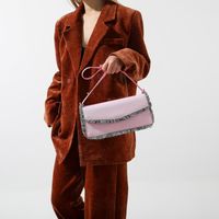 Women's Denim Solid Color Classic Style Streetwear Tassel Sewing Thread Flip Cover Shoulder Bag main image 3