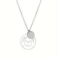 Stainless Steel Retro Simple Style Heart Shape Plating Carving Pendant Necklace sku image 1