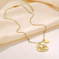 Stainless Steel Retro Simple Style Heart Shape Plating Carving Pendant Necklace main image 4