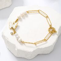 Elegant Simple Style Solid Color Butterfly Stainless Steel Shell Zircon Bracelets In Bulk main image 5