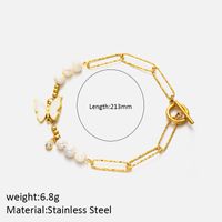 Elegant Simple Style Solid Color Butterfly Stainless Steel Shell Zircon Bracelets In Bulk sku image 2