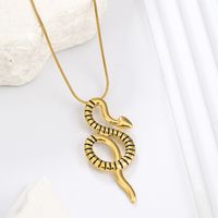 Stainless Steel Elegant Simple Style Plating Snake Pendant Necklace main image 4