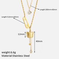 Stainless Steel Elegant Plating Inlay Solid Color Butterfly Zircon Pendant Necklace sku image 2