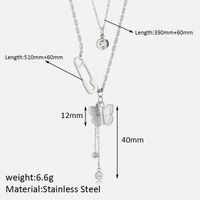 Stainless Steel Elegant Plating Inlay Solid Color Butterfly Zircon Pendant Necklace sku image 1
