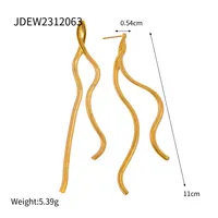 1 Pair Ig Style Flat Snake Solid Color Plating Stainless Steel 18k Gold Plated Drop Earrings main image 3