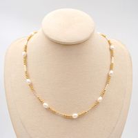 Freshwater Pearl Copper Gold Plated Casual Vintage Style Vacation Beaded Plating Round Necklace main image 1