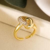 Wholesale Simple Style Geometric Solid Color Copper Plating Inlay Zircon Open Rings sku image 2