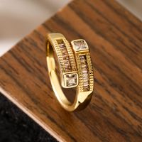 Wholesale Simple Style Geometric Solid Color Copper Plating Inlay Zircon Open Rings sku image 3