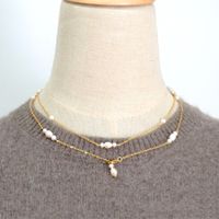 Edelstahl 304 Süßwasserperle Titan Stahl Vergoldet Barocker Stil Ferien Perlen Überzug Geometrisch Halskette main image 4