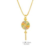 Ig Style Simple Style Rainbow Lollipop Copper Plating Inlay Zircon Gold Plated Pendant Necklace main image 5