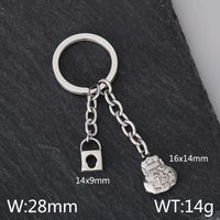 Simple Style Boxing Gloves Key Lock Titanium Steel Plating 18K Gold Plated Bag Pendant Keychain sku image 1