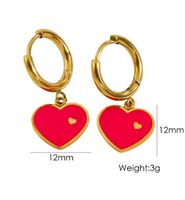 1 Pair Elegant Heart Shape Enamel Plating 304 Stainless Steel 14K Gold Plated Drop Earrings main image 2