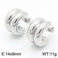 1 Pair Retro C Shape U Shape Plating Titanium Steel 18K Gold Plated Ear Studs sku image 1