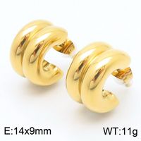 1 Pair Basic Geometric Titanium Steel 18K Gold Plated Hoop Earrings sku image 7