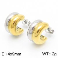 1 Pair Basic Geometric Titanium Steel 18K Gold Plated Hoop Earrings sku image 12