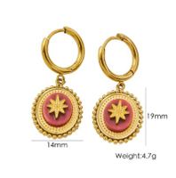 1 Pair British Style Color Block Oval Plating Inlay 304 Stainless Steel Natural Stone 14K Gold Plated Drop Earrings main image 2