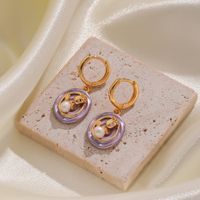1 Pair Retro Baroque Style Flower Enamel Plating Inlay Freshwater Pearl Copper Freshwater Pearl 18k Gold Plated Drop Earrings main image 6