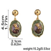 1 Pair Retro Baroque Style Flower Enamel Plating Inlay Freshwater Pearl Copper Freshwater Pearl 18k Gold Plated Drop Earrings sku image 3
