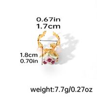 Baroque Style Vacation Flower Copper Plating Hollow Out Inlay Freshwater Pearl Zircon 18k Gold Plated Open Rings sku image 2