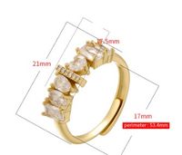 Classic Style Letter Copper Plating Inlay Zircon 18k Gold Plated Open Rings main image 2