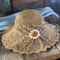 Women's Romantic Tropical Flower Braid Big Eaves Straw Hat main image 4