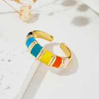 Wholesale Elegant Rainbow Copper Enamel Open Rings main image 1