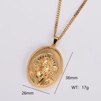 Stainless Steel 18K Gold Plated Vintage Style Oval Pendant Necklace sku image 10