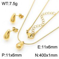 Stainless Steel 18K Gold Plated Retro Streetwear Plating Geometric Earrings Necklace sku image 25