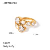 316 Stainless Steel  IG Style Plating Heart Shape Open Rings sku image 1