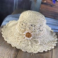 Women's Romantic Tropical Flower Braid Big Eaves Straw Hat sku image 1