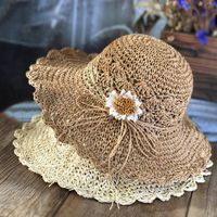 Women's Romantic Tropical Flower Braid Big Eaves Straw Hat main image 5