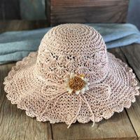 Women's Romantic Tropical Flower Braid Big Eaves Straw Hat main image 3