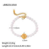 Wholesale Jewelry IG Style Flower 304 Stainless Steel Artificial Pearl Titanium Steel 18K Gold Plated Bracelets sku image 1