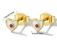 1 Pair Sweet Heart Shape Epoxy Plating Sterling Silver 18k Gold Plated Ear Studs main image 2