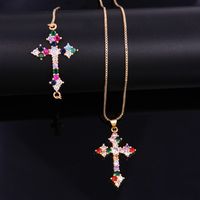 Copper Vintage Style Cross Plating Inlay Zircon Jewelry Set main image 5