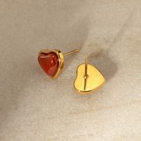 1 Pair IG Style Heart Shape Plating Stainless Steel Ear Studs main image 5