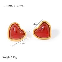 1 Par Estilo IG Forma De Corazón Enchapado Acero Inoxidable Pendientes sku image 1