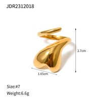 Edelstahl 316 18 Karat Vergoldet IG-Stil Überzug Herzform Offener Ring sku image 2