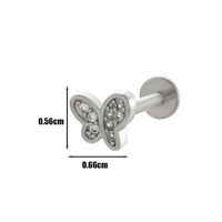 1 Piece Lip Rings Simple Style Heart Shape Flower Butterfly Copper Plating Inlay Zircon Lip Stud sku image 7