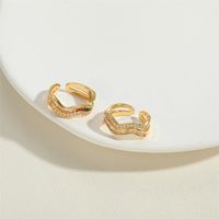 Wholesale Elegant Simple Style Geometric Copper Plating Inlay Zircon Open Rings main image 6