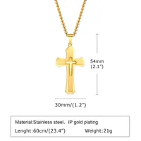 304 Stainless Steel 18K Gold Plated Simple Style Plating Three-dimensional Cross main image 2