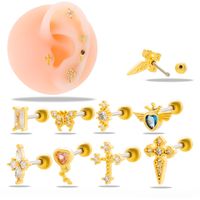 1 Piece Ear Cartilage Rings & Studs Simple Style Geometric 316 Stainless Steel  Copper Plating Inlay Zircon main image 1
