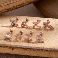 1 Piece Ear Cartilage Rings & Studs Simple Style Geometric 316 Stainless Steel  Copper Plating Inlay Zircon main image 4