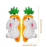 1 Pair Pastoral Rabbit Carrot Handmade Braid Alloy Seed Bead Drop Earrings main image 2