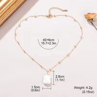 Barocke Perlen Kupfer Elegant Geometrisch Perle Halskette Mit Anhänger main image 2