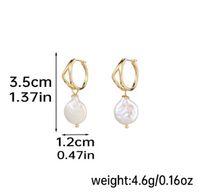 1 Pair Elegant Geometric Solid Color Plating Inlay Copper Artificial Crystal Freshwater Pearl Gold Plated Drop Earrings main image 2