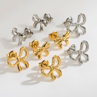 1 Pair Cute Simple Style Classic Style Bow Knot Plating Stainless Steel 18k Gold Plated Ear Studs main image 1