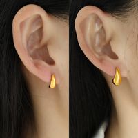 1 Pair Simple Style Water Droplets Plating Titanium Steel 18k Gold Plated Ear Studs main image 9